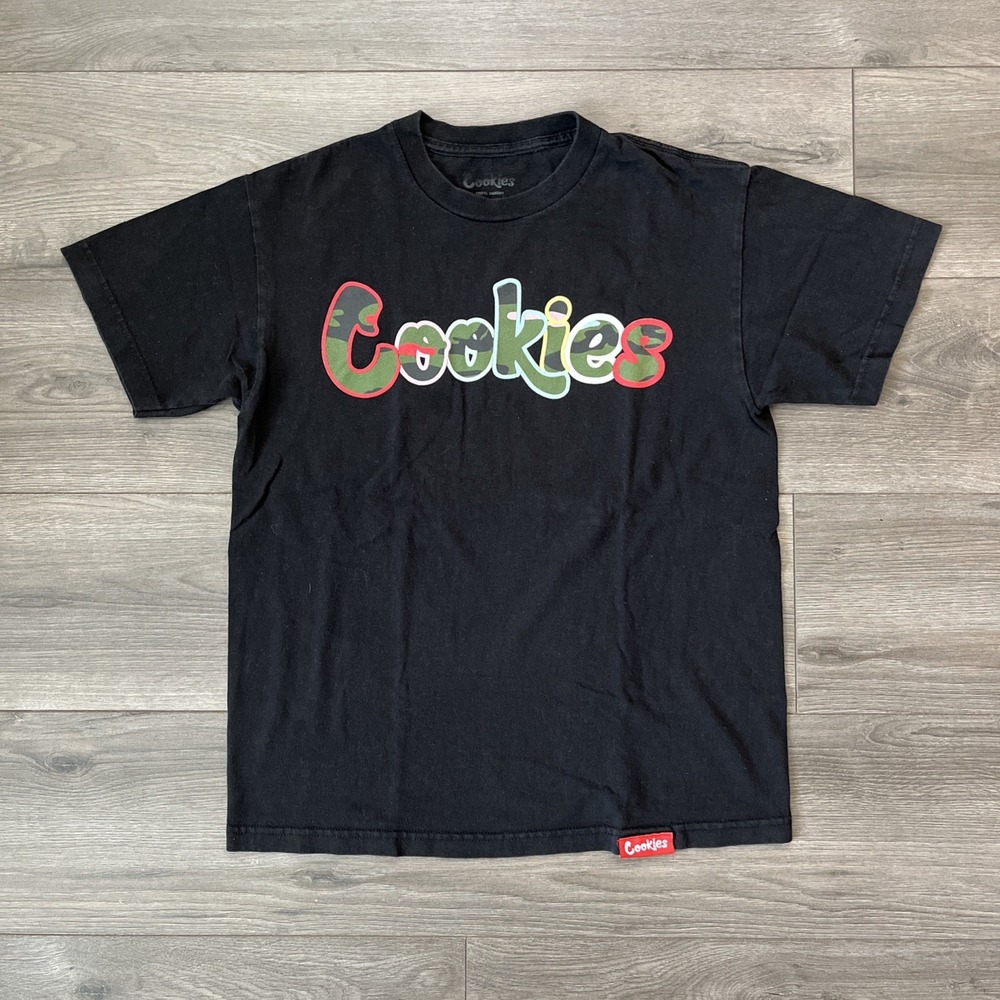 Cookies Mens M T Shirt Black Green Camo Graphic